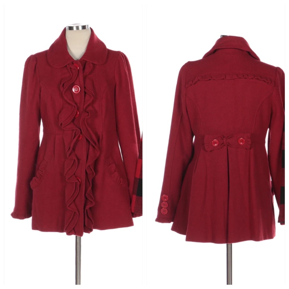 Takara Red coat with ruffles